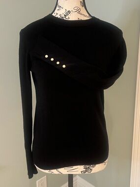 Zara Black Long Sleeve Sweater with gold detail on sleeve | Size S | Preowned